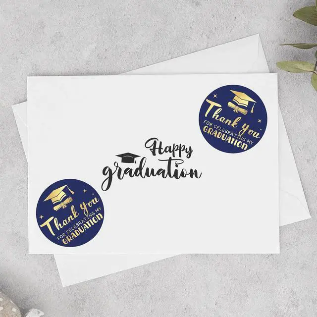 Alt view image 6 of 7 - Graduation Thank You Stickers 2026 Gold Metallic Thank You for Celebrating | My Graduation Stickers 60PCS 1.75 Inch Class of 2026 Sticker for Envelope Seals Card Grad Party Favors (Blue and Gold)