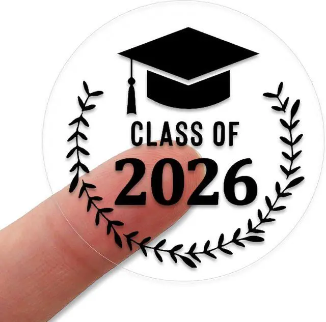 Main image of BEISHIDA 100PCS Class of 2026 Graduation Stickers for Envelopes, Clear Envelope Seals, Graduation Cap Stickers, Diploma Certificate Self Adhesive Seal-1.6 inchBlack
