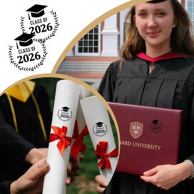Alt view image 6 of 6 - BEISHIDA 100PCS Class of 2026 Graduation Stickers for Envelopes, Clear Envelope Seals, Graduation Cap Stickers, Diploma Certificate Self Adhesive Seal-1.6 inchBlack