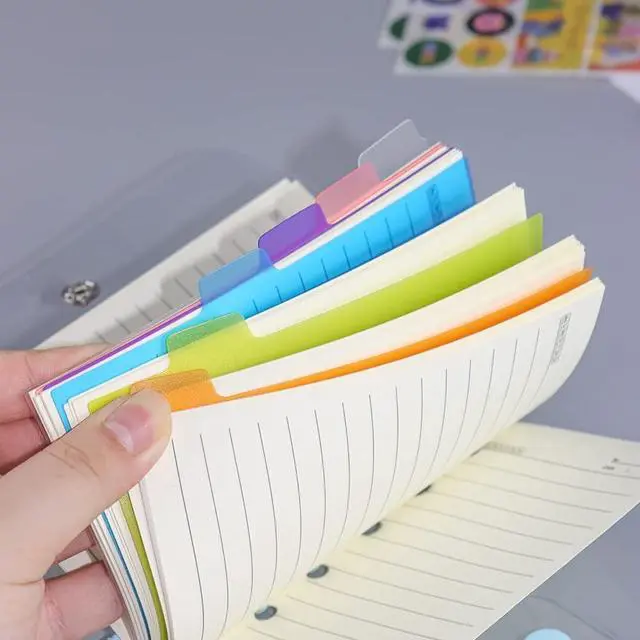 Alt view image 6 of 7 - 2 Pack A7 Binder Dividers 6 Tabs Bright Color Plastic Binder Index Tabs Planner Divider for Round Ring Binder Sheet Protector (Transparent, 12 Dividers)