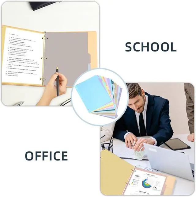 Alt view image 3 of 7 - 5 Tab Dividers for 3 Ring Binders, Binder Dividers with Tabs for 8.5 x 11'' Letter Size Papers, Ideal for Student Teacher, Morandi Color 3 Sets