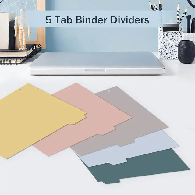 Alt view image 6 of 7 - 5 Tab Dividers for 3 Ring Binders, Binder Dividers with Tabs for 8.5 x 11'' Letter Size Papers, Ideal for Student Teacher, Morandi Color 3 Sets