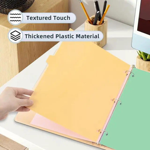 Alt view image 7 of 7 - 5 Tab Dividers for 3 Ring Binders, Binder Dividers with Tabs for 8.5 x 11'' Letter Size Papers, Ideal for Student Teacher, Morandi Color 3 Sets