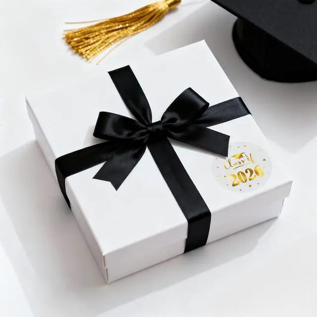 Alt view image 6 of 7 - Graduation Stickers Class of 2026 Stickers 120PCS Gold Foil Sticker | 1.6 Inch Transparent Graduation Party Favors Sticker for Envelope Seals Card