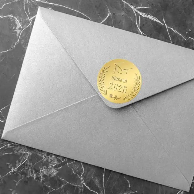 Alt view image 4 of 7 - Class of 2026 Graduation Stickers, 120PCS 1.6in Gold Embossed Graduation Envelope Sticker Seals, Envelope Stickers for Grad Party Decorations, Invitations & Certificates