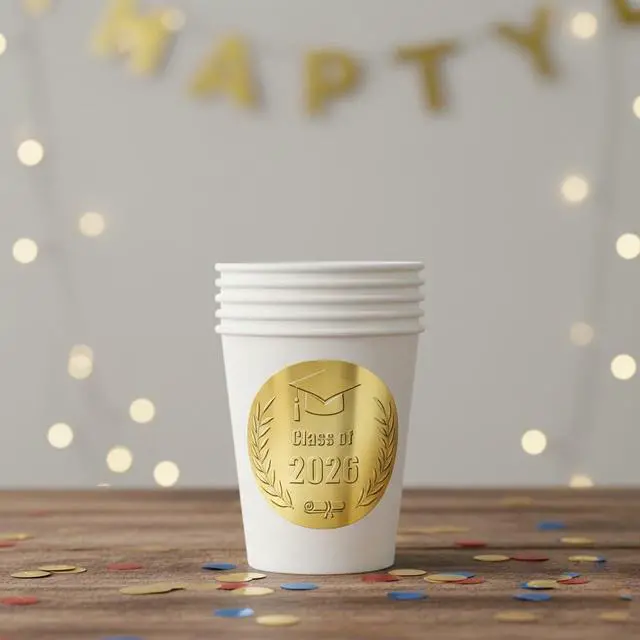 Alt view image 6 of 7 - Class of 2026 Graduation Stickers, 120PCS 1.6in Gold Embossed Graduation Envelope Sticker Seals, Envelope Stickers for Grad Party Decorations, Invitations & Certificates