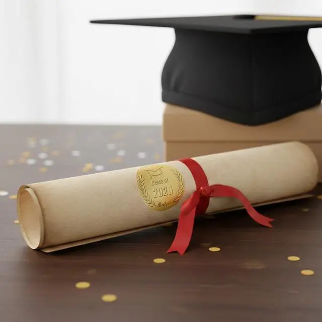 Alt view image 7 of 7 - Class of 2026 Graduation Stickers, 120PCS 1.6in Gold Embossed Graduation Envelope Sticker Seals, Envelope Stickers for Grad Party Decorations, Invitations & Certificates