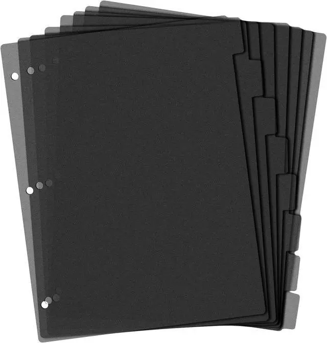 Main image of Black Binder Dividers, 8-Tab Sturdy Plastic Dividers, Binder Dividers with Tabs, Black 3-Ring Binder Plastic Divider Set, Aesthetic Dividers for Binder, Suitable for Notebooks and Binders(Black)