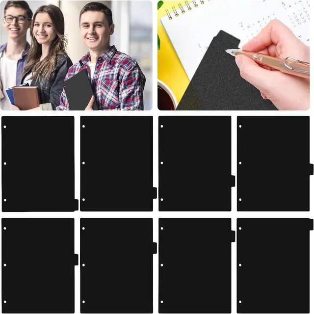 Alt view image 3 of 7 - Black Binder Dividers, 8-Tab Sturdy Plastic Dividers, Binder Dividers with Tabs, Black 3-Ring Binder Plastic Divider Set, Aesthetic Dividers for Binder, Suitable for Notebooks and Binders(Black)