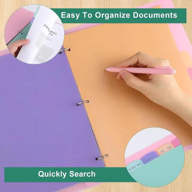 Alt view image 5 of 7 - 6 Sets of 48Pcs Binder Dividers with Tabs, 8 Tab Dividers for 3 Ring Binder | Waterproof Plastic Page Notebook Index Dividers for Office School Home Organization, Letter Size 8.5 × 11 Inch