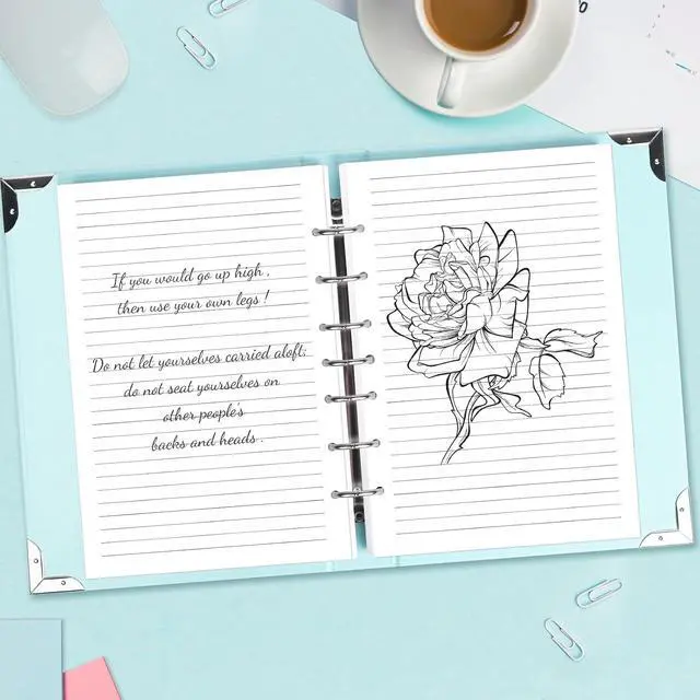 Alt view image 4 of 6 - 7-Hole Refill Paper, A5 Paper with Binder Dividers, 120 Sheets, 5.6" x 8.3" | 7 Hole Paper Fit Mini Binder and College Ruled, Planner Inserts for A5 Notebook Journal, 100GSM Line Paper
