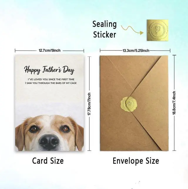 Alt view image 3 of 6 - Fathers Day Card from Dog, Dog Dad Gift for Men, Dog Dad Fathers Day Card, with Kraft Envelope and Gold Seal Sticker