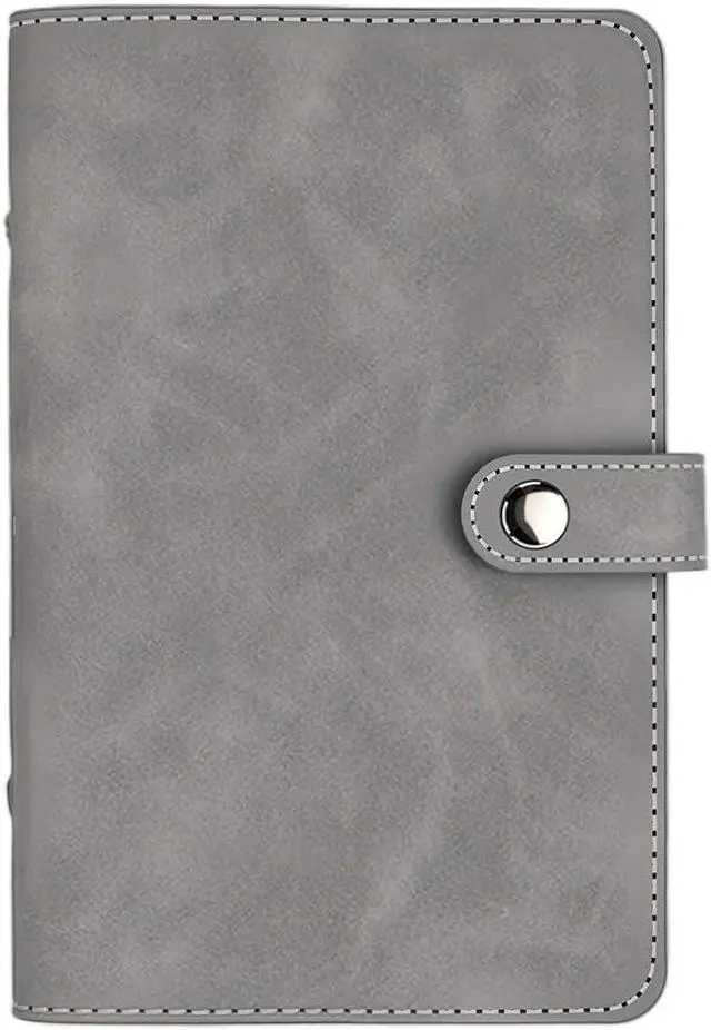 Main image of A6 PU Leather Binder Cover with Divider Pocket Refillable Soft Cover Leather Travel Journal Notebook Protector Folder 6 Ring Loose Leaf Planner Binder for Meeting Filler Paper Cash(Gray)