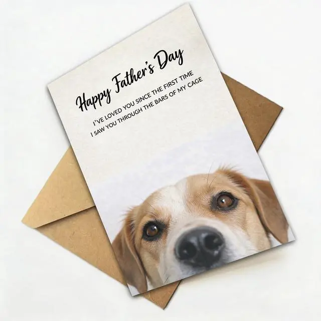 Alt view image 6 of 6 - Fathers Day Card from Dog, Dog Dad Gift for Men, Dog Dad Fathers Day Card, with Kraft Envelope and Gold Seal Sticker