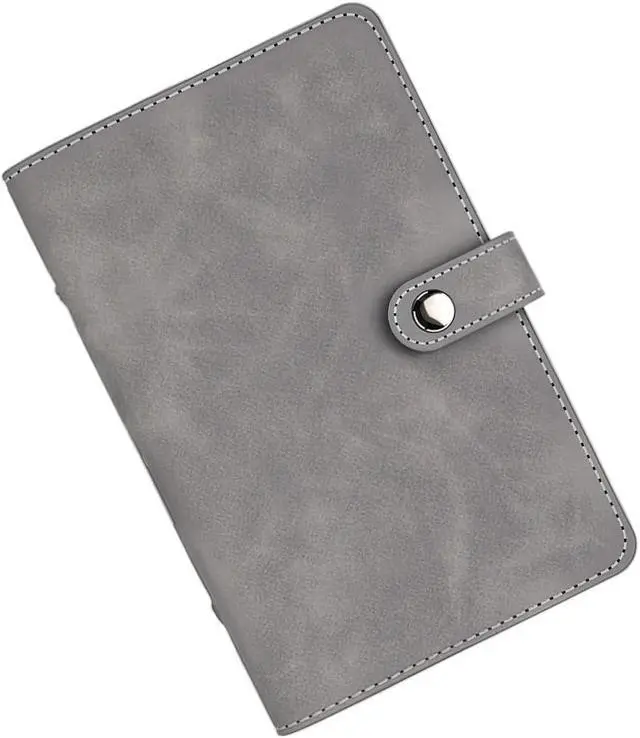 Alt view image 7 of 7 - A6 PU Leather Binder Cover with Divider Pocket Refillable Soft Cover Leather Travel Journal Notebook Protector Folder 6 Ring Loose Leaf Planner Binder for Meeting Filler Paper Cash(Gray)