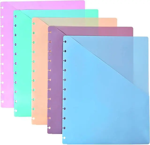 Main image of 5Pack Discbound Dividers, Plastic Index Dividers with Pockets, 9.25''x11'' | with Pockets for 9 Disc Planner, Discbound Accessories, Office & Planner Organizer (5 Colors, 9.25''x11'')
