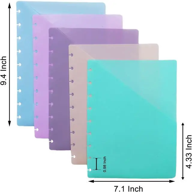 Alt view image 3 of 7 - Discbound Dividers with Pockets & 9 Disc Bound Classic - 7x9.25 Classic Size Discbound Notebook, 5pcs Plastic Index Dividers for Binder, Folder & Disc Planner Accessories