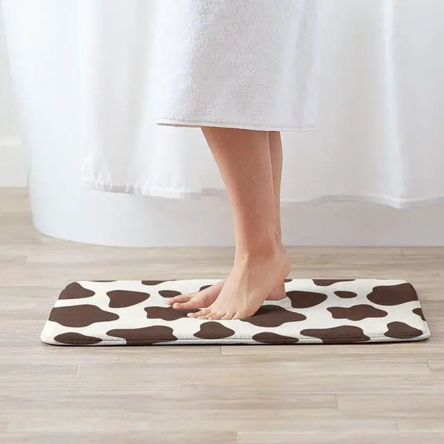 Alt view image 2 of 7 - Cow Print Rug Bathroom Rugs Bath Mat Area Rug Shower Mat Non Slip Bathtub Mat Super Absorbent Machine Washable Cute Rug for Bedroom Home Room Bathroom Kitchen Decor 20x31.5 Inch