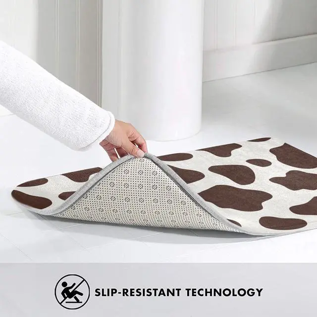 Alt view image 7 of 7 - Cow Print Rug Bathroom Rugs Bath Mat Area Rug Shower Mat Non Slip Bathtub Mat Super Absorbent Machine Washable Cute Rug for Bedroom Home Room Bathroom Kitchen Decor 20x31.5 Inch