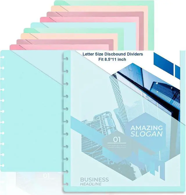 Main image of 10 Pcs Discbound Letter Size Planner with 9.3 * 11inch Dividers and Pockets - 11 Disc Planner Folder Binder