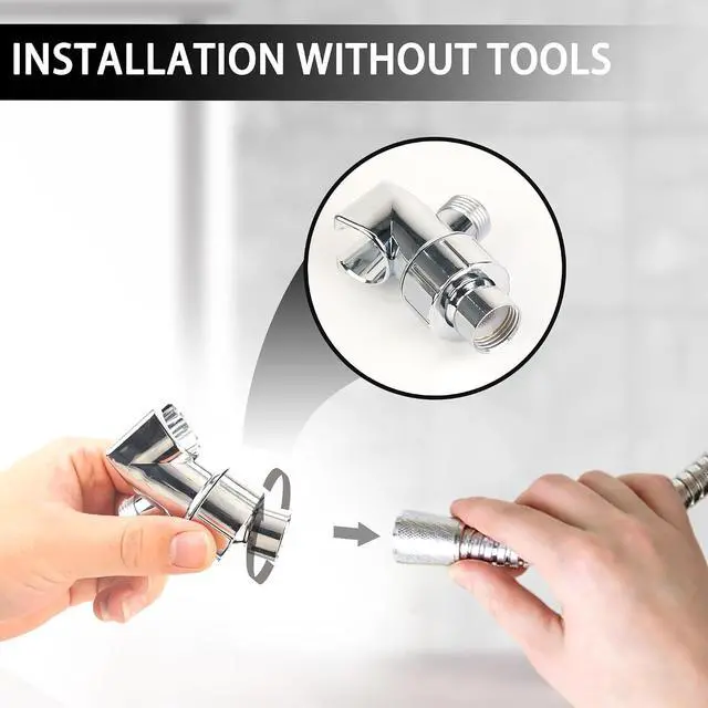 Alt view image 4 of 7 - Handheld Shower Head Holder with Solid Brass Ball Joint, Adjustable Shower Head Holder, Adjustable Shower Arm Mount for Connecting Shower Arm and Shower Hose, Shower Head Connector