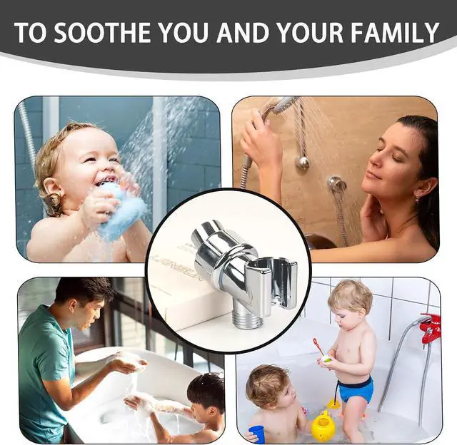 Alt view image 6 of 7 - Handheld Shower Head Holder with Solid Brass Ball Joint, Adjustable Shower Head Holder, Adjustable Shower Arm Mount for Connecting Shower Arm and Shower Hose, Shower Head Connector