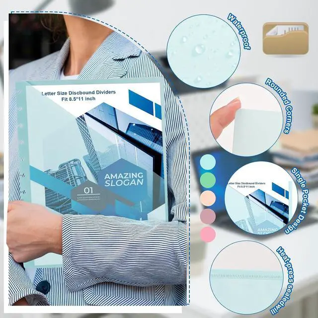 Alt view image 3 of 7 - 10 Pcs Discbound Letter Size Planner with 9.3 * 11inch Dividers and Pockets - 11 Disc Planner Folder Binder