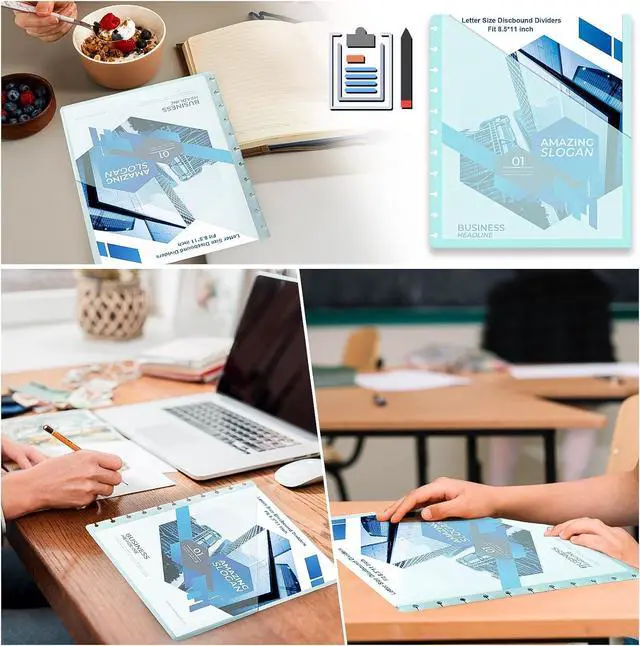 Alt view image 7 of 7 - 10 Pcs Discbound Letter Size Planner with 9.3 * 11inch Dividers and Pockets - 11 Disc Planner Folder Binder