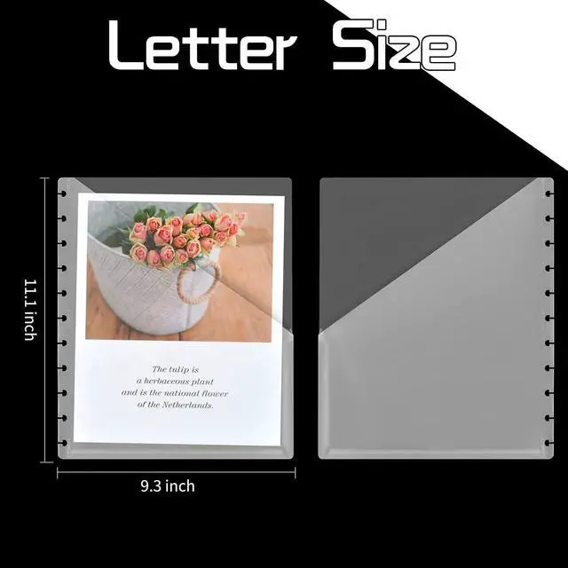 Alt view image 2 of 5 - 6 Pack Letter Size Discbound Pocket Dividers Discbound Pocket Pages Discbound Notebook Dividers Disc Notebook Accessories Discbound Letter Size Pockets for Discbound Notebooks