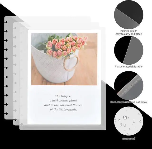 Alt view image 3 of 5 - 6 Pack Letter Size Discbound Pocket Dividers Discbound Pocket Pages Discbound Notebook Dividers Disc Notebook Accessories Discbound Letter Size Pockets for Discbound Notebooks