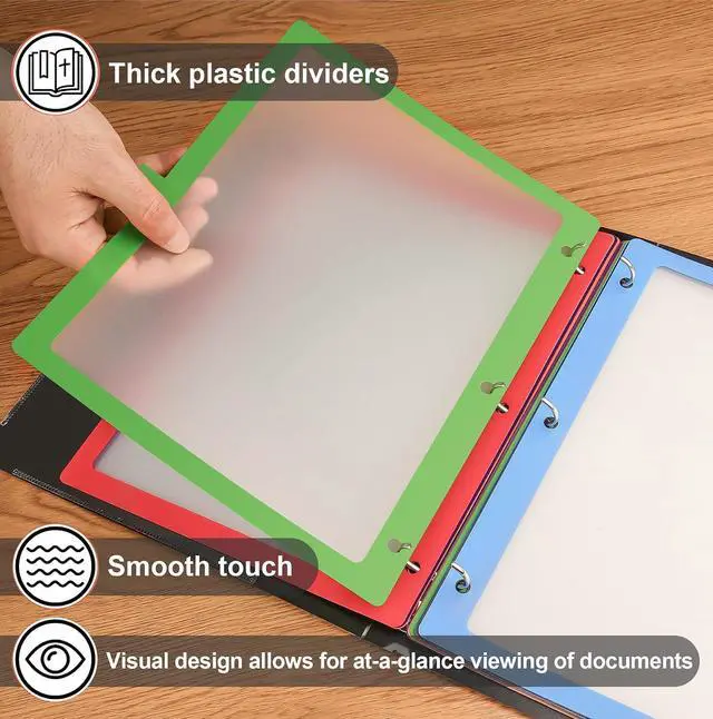 Alt view image 6 of 7 - 3 Ring Binder Dividers, 12-Tab Plastic Clear Binder Dividers, 1 Set 12 Pcs | Multicolor Monthly Dividers, Letter Size, File Organizer, 3 Hole Punch, Write On Tabs for Notebook