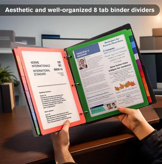 Alt view image 7 of 7 - 3 Ring Binder Dividers, 12-Tab Plastic Clear Binder Dividers, 1 Set 12 Pcs | Multicolor Monthly Dividers, Letter Size, File Organizer, 3 Hole Punch, Write On Tabs for Notebook