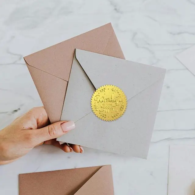 Alt view image 6 of 7 - Peacoblue Wonderful Effort Gold Seal Stickers, Embossed Foil Envelope Seals | 100PCS 2 Inch Self Adhesive Gold Stickers, Raised Embossed Design for Invitations, Envelopes, Tickets & Certificates