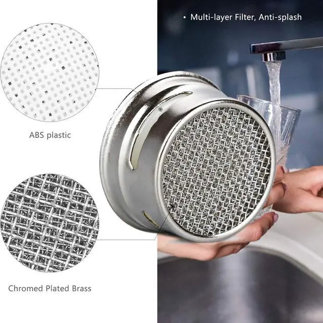 Alt view image 3 of 7 - 4 Piece Kitchen and Bathroom Faucet Aerators, 2 Pcs Aerator Filter Replacement Parts with Brass Housing 55/64" 22mm Female Bathroom Aerator Faucet Filter with Washer for Kitchen and Bathroom