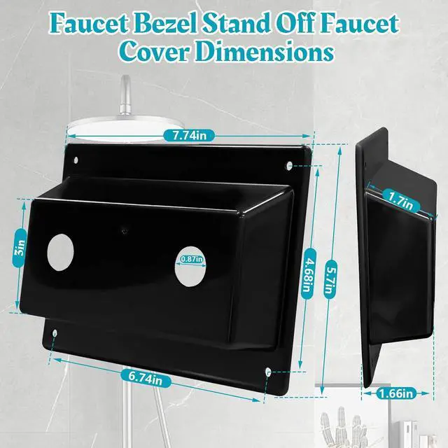 Alt view image 2 of 7 - Showingo Black Faucet Bezel Stand Off Faucet Cover fits for RV Caravans | Shower Plate Replacement Part-1PCS