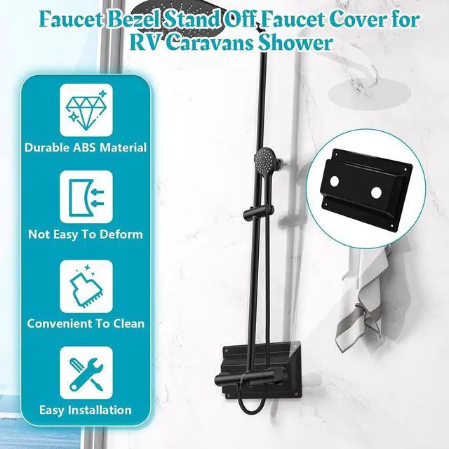 Alt view image 4 of 7 - Showingo Black Faucet Bezel Stand Off Faucet Cover fits for RV Caravans | Shower Plate Replacement Part-1PCS