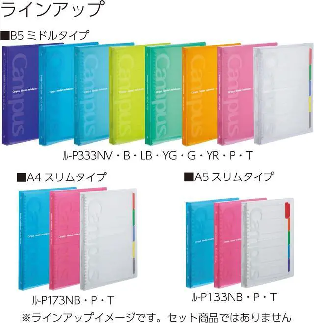 Alt view image 7 of 7 - Kokuyo Campus Slide Binder with 5 Tab Dividers, Slim Type, A5, 20 Holes, Up to 65 Sheets, Transparent, Japan Import (RU-P133NT)