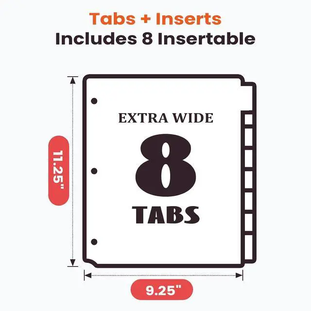 Alt view image 2 of 7 - Sooez 8 Count Dividers with Pockets, Binder Dividers with tabs | Binder Dividers for 3 Ring Binders, Binder Divider with Pockets for US Letter Size, Insertable Big Tabs, Red, Set of 1