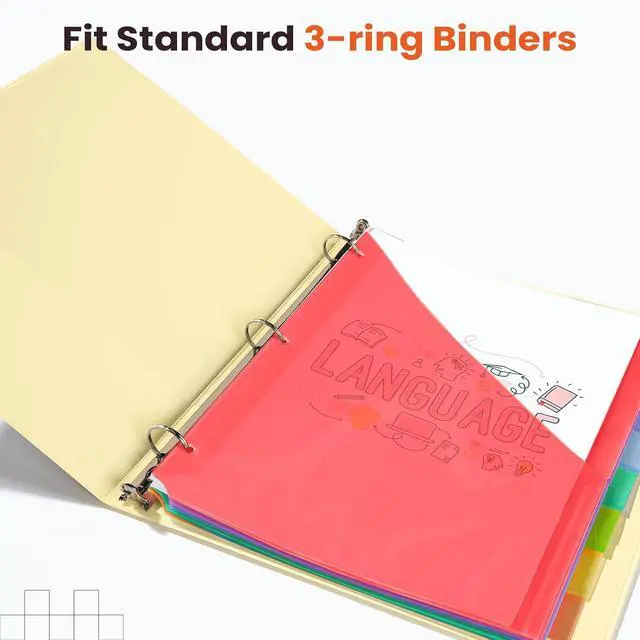 Alt view image 7 of 7 - Sooez 8 Count Dividers with Pockets, Binder Dividers with tabs | Binder Dividers for 3 Ring Binders, Binder Divider with Pockets for US Letter Size, Insertable Big Tabs, Red, Set of 1
