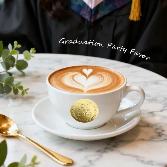Alt view image 3 of 7 - 100 Pack Class of 2026 Graduation Stickers Gold Foil Embossed Labels for Graduates Metallic Foil Envelopes Seals for Invitations, Gift and Candy Bag & Party Favors (Class of 2026 Gold)