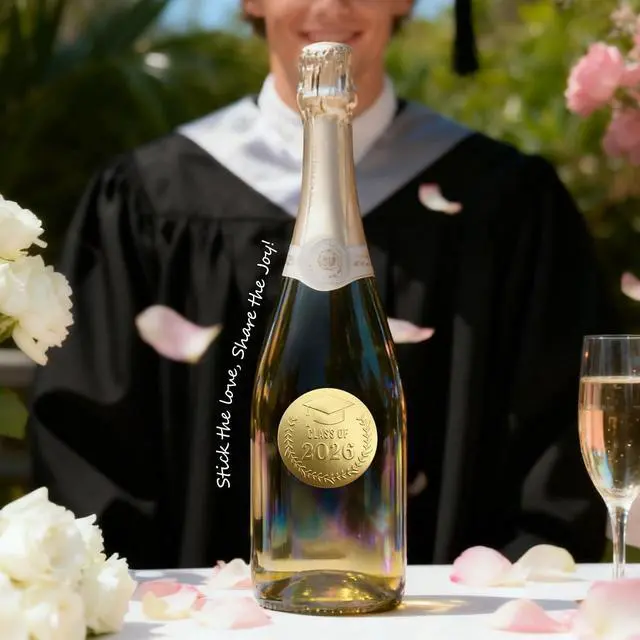 Alt view image 4 of 7 - 100 Pack Class of 2026 Graduation Stickers Gold Foil Embossed Labels for Graduates Metallic Foil Envelopes Seals for Invitations, Gift and Candy Bag & Party Favors (Class of 2026 Gold)