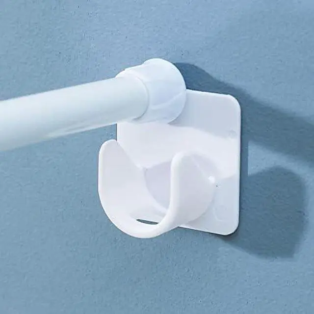 Main image of Resdenio Adhesive Shower Curtain Rod Holder - 2 Pack Curtain Rod Bracket No Drilling, Multifunction U Shape ABS Plastic Shower Rod Retainer for Bathroom Bedroom (Shower Curtain Rod Not Included)