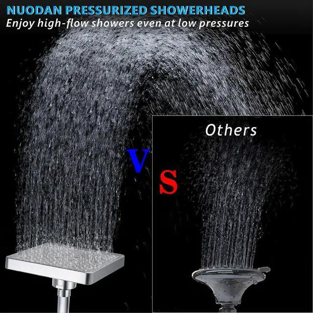 Alt view image 2 of 7 - High Pressure Shower Head - 4 Powerful Bathroom Pressure Boosting Rain Showerhead - Perfect Universal Replacement for Square Rainfall Shower Heads (Chrome)