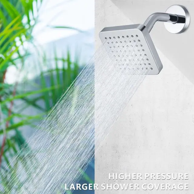Alt view image 3 of 7 - High Pressure Shower Head - 4 Powerful Bathroom Pressure Boosting Rain Showerhead - Perfect Universal Replacement for Square Rainfall Shower Heads (Chrome)