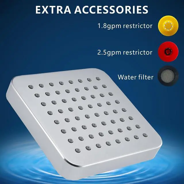 Alt view image 4 of 7 - High Pressure Shower Head - 4 Powerful Bathroom Pressure Boosting Rain Showerhead - Perfect Universal Replacement for Square Rainfall Shower Heads (Chrome)