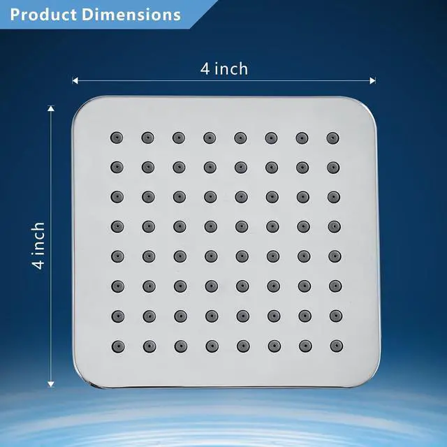 Alt view image 6 of 7 - High Pressure Shower Head - 4 Powerful Bathroom Pressure Boosting Rain Showerhead - Perfect Universal Replacement for Square Rainfall Shower Heads (Chrome)