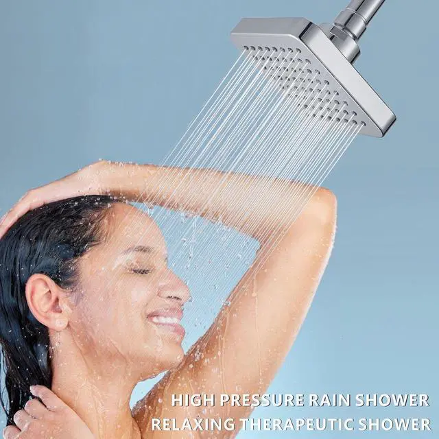 Alt view image 7 of 7 - High Pressure Shower Head - 4 Powerful Bathroom Pressure Boosting Rain Showerhead - Perfect Universal Replacement for Square Rainfall Shower Heads (Chrome)