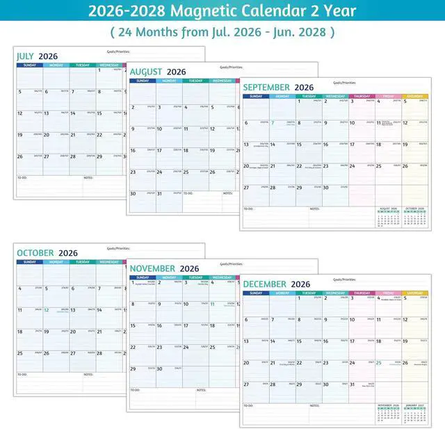 Alt view image 7 of 7 - 2026-2028 Magnetic Calendar for Refrigerator - 2 Year Calendar from Jul 2026 - Jun 2028, 8 x 10 In, 24 Monthly Magnetic Fridge Calendar with Strong Magnets, Thick Paper, Ample Space for Easy Planning