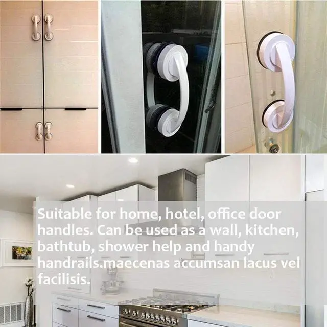 Alt view image 6 of 7 - Suction Grab Bar, Portable Suction Handle Bar Suction Grip Bar for Window Door Drawer Cabinet Mini Fridge Grab Puller (White)