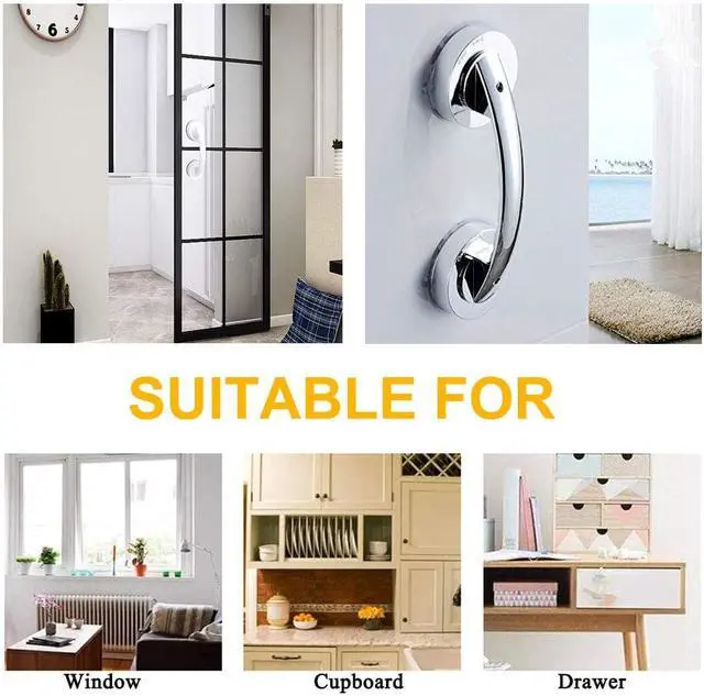 Alt view image 7 of 7 - Suction Grab Bar, Portable Suction Handle Bar Suction Grip Bar for Window Door Drawer Cabinet Mini Fridge Grab Puller (White)